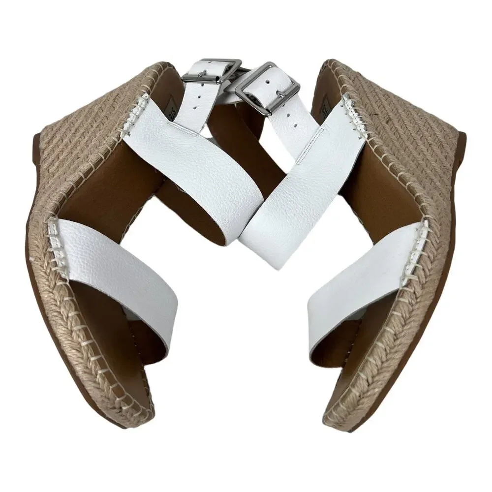 Steve Madden White Leather Espadrilles Sandals Women's Size 8.5 M